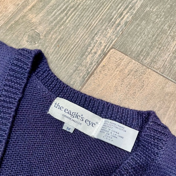 Vintage The Eagle's Eye Sweater Vest Medium Cardigan Realtor Real Estate Sold - Picture 8 of 11